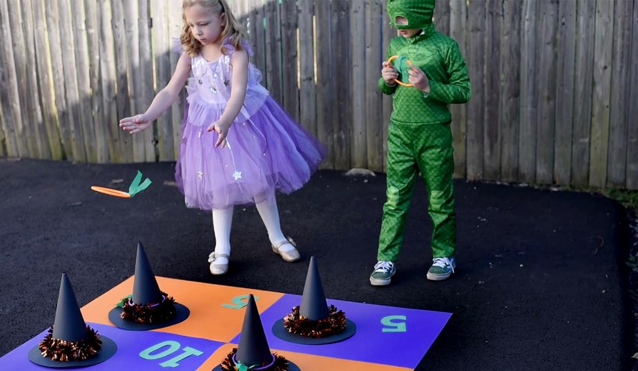Halloween ring toss diy activity for kids
